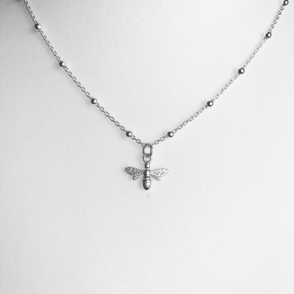 Sterling Silver Bee Necklace on Bobble Chain. Chain is 18". Also available on a 18" sterling silver bobble chain