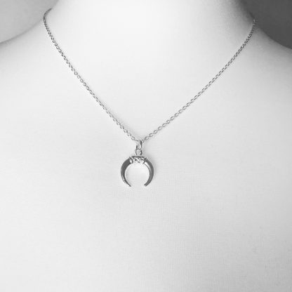Sterling Silver Small Horn Necklace. Available on either a 16" or 18" chain