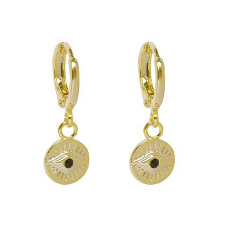 Evil Eye Earrings Gold Plated. Also available in Silver Plate