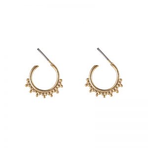 Mini Astrid Beaded Hoop Earrings Gold Plate. Also available in Silver Plate