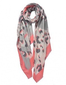 Wisteria London Leo Leopard Print Scarf. Also available in Beige