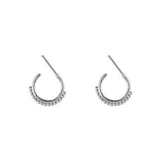 Mini Beaded Hoop Earrngs Silver Plated. Also available in Gold Plate