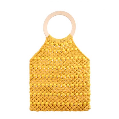 Kiko Yellow Woven Beaded Bag