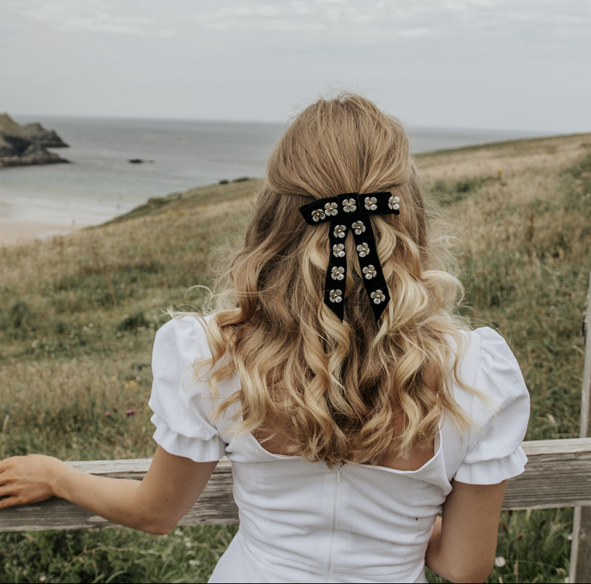 Camille Embellished Flower Bow Hair Clip