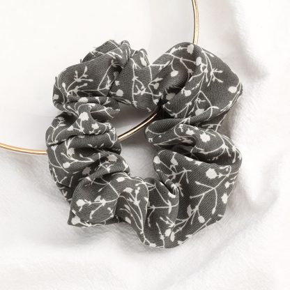 Bramble Grey Floral Scrunchies