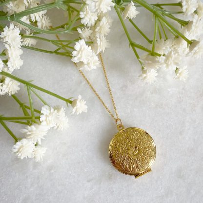 Laurel Flower Gold Locket