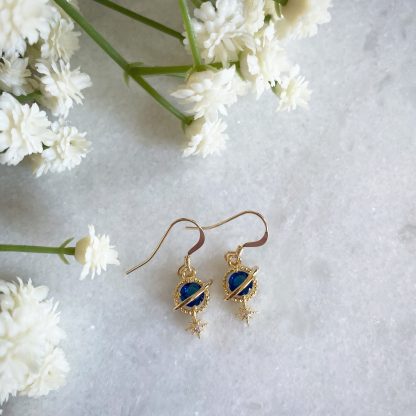 Orion Navy Planet and Star Earrings