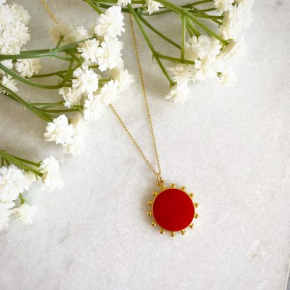 Savannah Red Sun Beaded Necklace