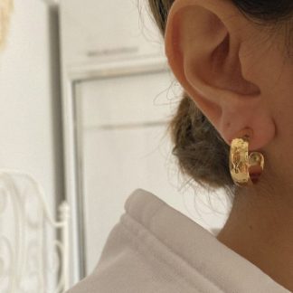 Hammered Gold Hoop Earrings