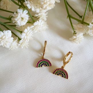 Rainbow Huggie Hoop Earrings