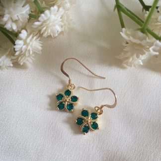 Lila Emerald Green Floral Earrings