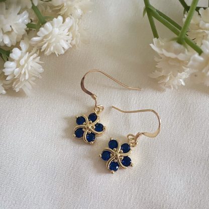 Lila Sapphire Blue Floral Earrings
