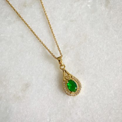 Esmeralda Green Teardrop Necklace