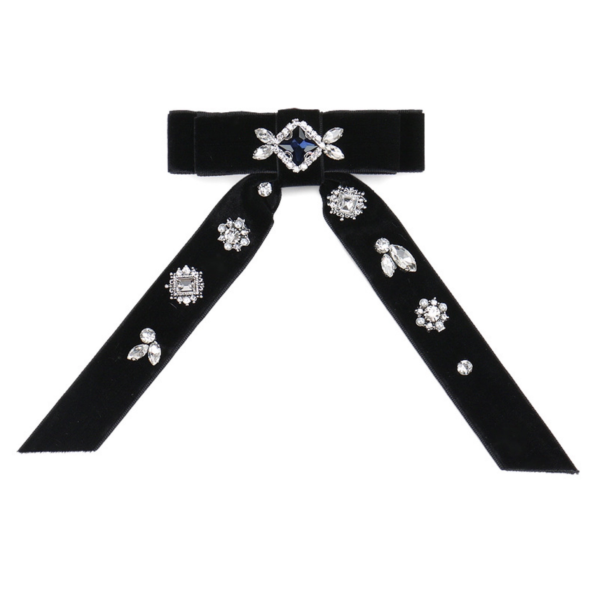 Aria Black Embellished Bow Hair Clip - Wisteria London