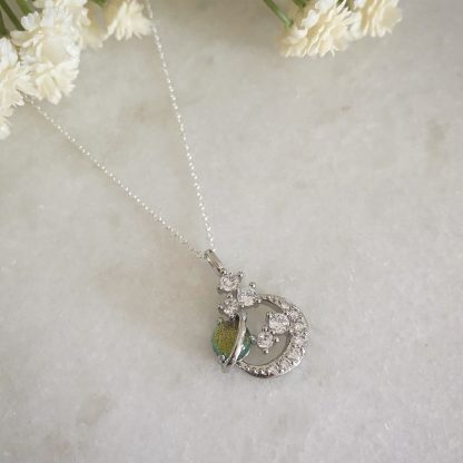 Aura Silver Green Planet Moon and Star Necklace