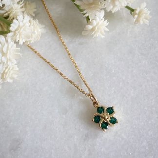 Lila Emerald Green Flower Necklace