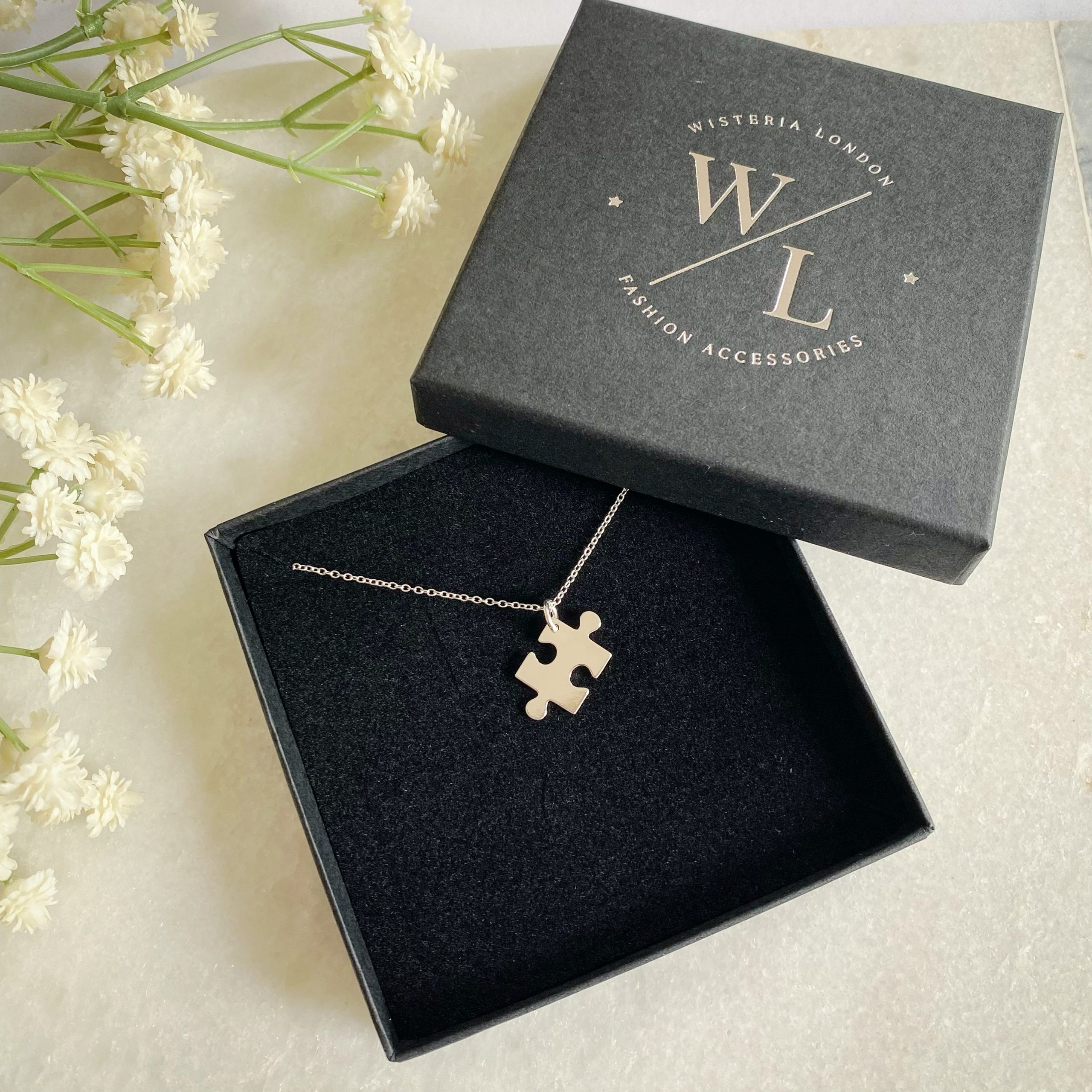 Sterling Silver Jigsaw Necklace - Wisteria London