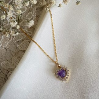 Augusta Purple CZ Heart Necklace