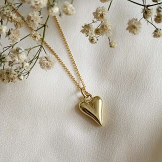 Dainty Gold Puffy Heart Necklace