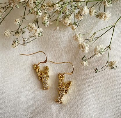 Gold CZ Lobster Earrings