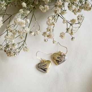 'Togetherness' Mixed Metal Heart Earrings